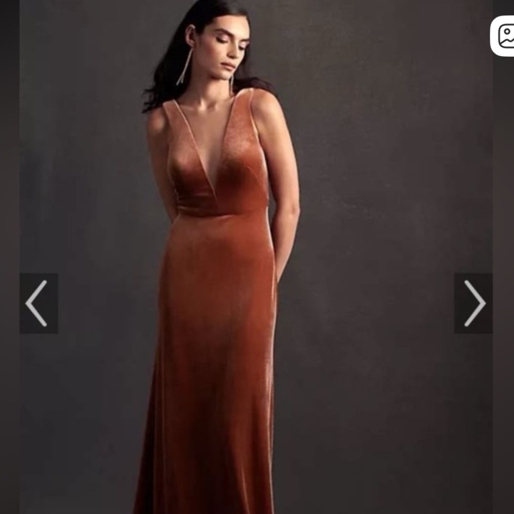 BHLDN•Anthropologie Jenny Yoo Logan Deep-V Velvet Column Gown• sz 4 • nwot